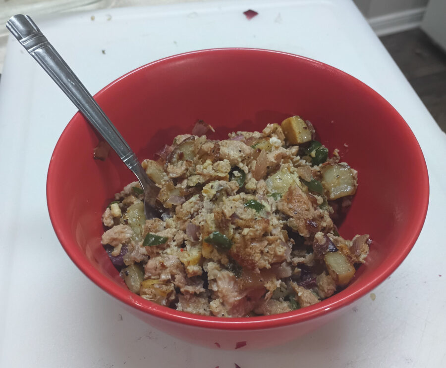 Potato Pork Omelette in a Bowl